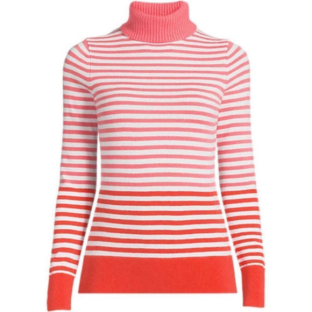 Lands End Women's Cashmere Turtleneck Striped Ombre Sweater- Size Small